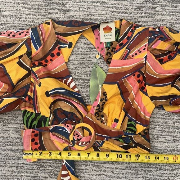 NWT Farm Rio Multi Banana Cropped Blouse Small - Picture 8 of 12